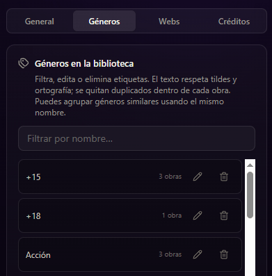 Géneros en la biblioteca